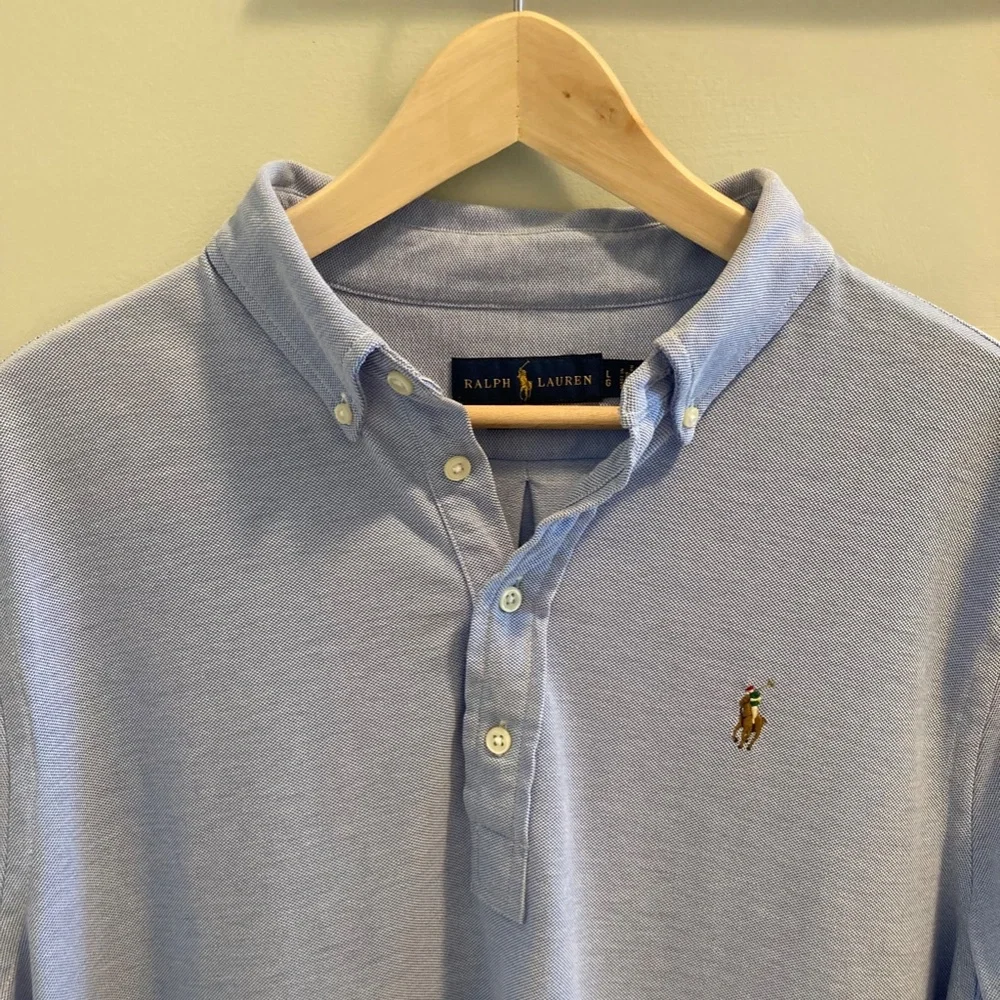Ralph Lauren Pique Short Sleeve Button Down Men Size L